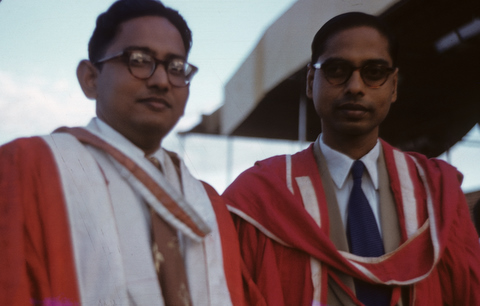 Uswathanarayana and Poornachandra Rao receiving DSci degrees, Andhra Univ, 1953